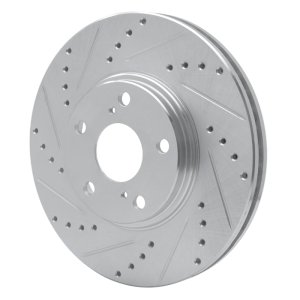 Lexus ES300 Brake Rotor (1) - Front Left - R1 Concepts - Drilled & Slotted - Silver - `99-`07